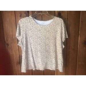 Croft & Barrow T Shirt Size XL Brown Polka Dot Short Sleeves 100% Cotton Tagless